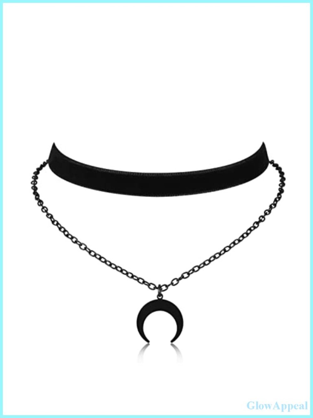 Velvet Choker Necklace Set Layered Moon Pendant Gothic Jewelry